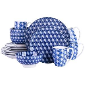 Aparelho de Jantar com 16 Peças em Cerâmica Vancasso Aichi, Azul