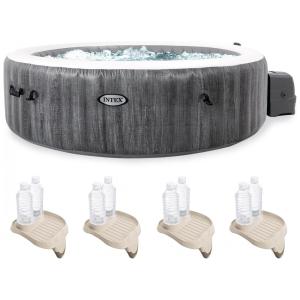 Spa Inflável para 6 Pessoas com 4 Suporte para Copos e Bandeja, Intex PureSpa Plus, Cinza