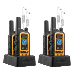 Kit 4 Rádio Walkie Talkie 1W Bidirecionais com 4 Fones de Ouvido, DEWALT DXFRS300