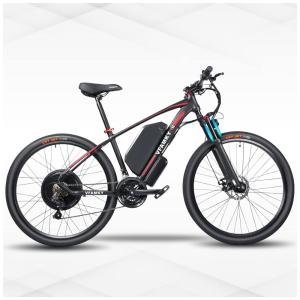 Bicicleta Elétrica 21 Velocidades com Freio a Disco e Luz Dianteira, 1000W, VFAMKY, Preto
