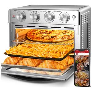Forno Elétrico de Bancada 26L com 6 Funções Incluindo Air Fryer, 110V 1700W, Geek Chef, Prata