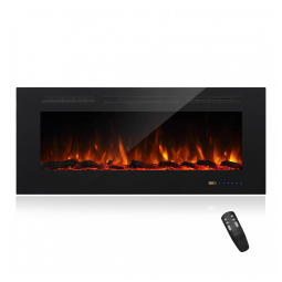 Lareira Elétrica Inteligente de 127 cm com Wi-Fi, 5 Configurações de Chama, Troncos ou Cristais, Controle de Temperatura por Painel