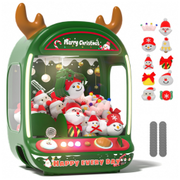 Máquina de Garra de Natal Skirfy Verde para Crianças, Mini Arcade com Joystick de Cristal, Dispensador de Brinquedos de Pelúcia e Doces
