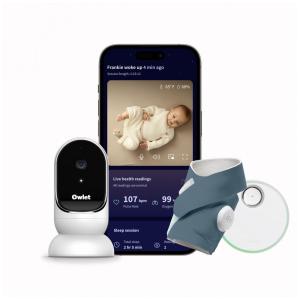 Baba Eletrônica com Câmera HD e Dream Sock Indicador de Qualidade do Sono, Owlet, Branco