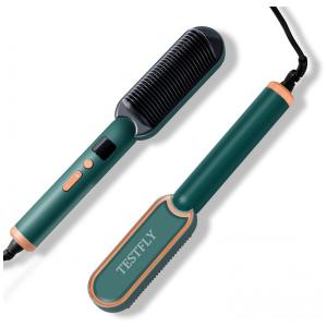 Escova Alisadora Seca e Modela com tela LCD, Bivolt, TESTFLY, Verde