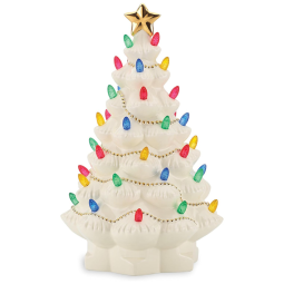 Mini Árvore de Natal em Cerâmica com 120 Leds, Lenox 867360, Branca Marfim