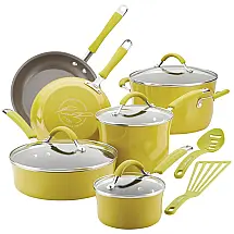 Conjunto de Panelas Antiaderentes e Utensílios, 12 Peças, RACHAEL RAY 16806, Verde claro