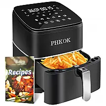 Fritadeira Elétrica AirFryer 7L com Painel Digital e Cesto Antiaderente, 1700W, 110v, PHKOK, Preto