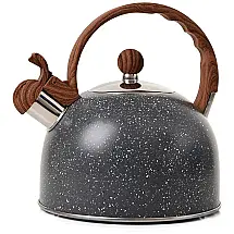 VONIKI Chaleira 2L com Apito e Cabo ergonômico, Aço Inoxidável, Preto