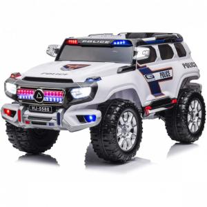 MICKORS Carro, Carrinho Elétrico 2 Assentos 12V, com Luzes de LED e Controle Remoto, Branco