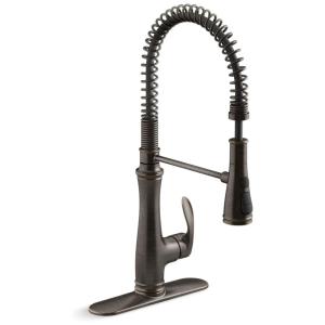 Torneira Cozinha Semi Profissional com Pulverizador Pull Down de 3 Funções, KOHLER K-29106-2BZ Bellera, Bronze Lubbed-Óleo