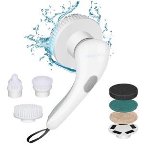 Escova Elétrica Rotativa 360 sem Fio com 2 Velocidades a Prova d IPX7, Branca, 110v, HAFFYCE JW022, Branco
