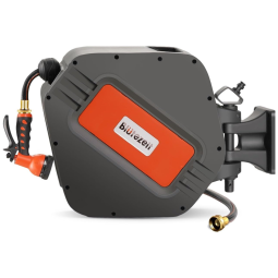 Mangueira de Jadim 20M com Enrolador Retrátil, Bico Pulverizador de 9 Funções, Trava e Suporte Giratório 180, Bltezeit, Cinza Escuro