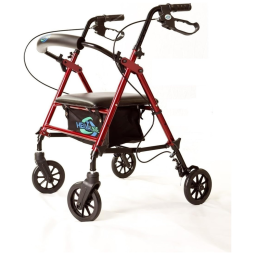 Andador Adulto Idoso HEALTHLINE com Assento, Suporta até 136 Quilos, Vermelho