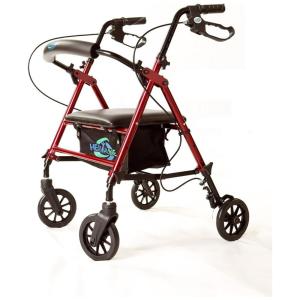 Andador Adulto Idoso HEALTHLINE com Assento, Suporta até 136 Quilos, Vermelho