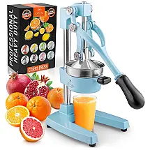 Espremedor Profissional, Aço Inoxidável, ZULAY KITCHEN Heavy Duty Manual Citrus Press, Azul