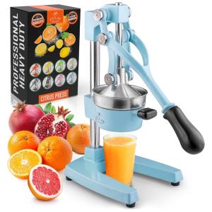 Espremedor Profissional, Aço Inoxidável, ZULAY KITCHEN Heavy Duty Manual Citrus Press, Azul