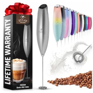 Espumador Elétrico de Leite em Aço Ixidável, Recarregável USB, e, ZULAY KITCHEN No Stand 12,500 RPM, Prateado