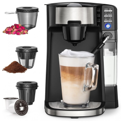 Máquina de Café 6 em 1 com Vaporizador de Leite, 110v, BOLY, Preto