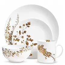 Jogo Individual Wedgwood Vera Jardin 4 Peças Bone China Branco Dourado Design Contemporâneo