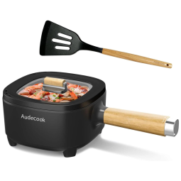 Audecook Hot Pot Electric 2L: Panela Multifuncional de 8 Polegadas com Revestimento Antiaderente e Controle de Potência Duplo