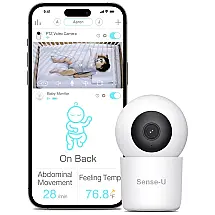 Babá Eletrônica Câmera Remota com Áudio Birecional Visão Noturna e Detecção de Movimento, SENSE U SU WA003, Branco