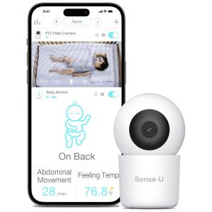 Babá Eletrônica Câmera Remota com Áudio Birecional Visão Noturna e Detecção de Movimento, SENSE U SU WA003, Branco