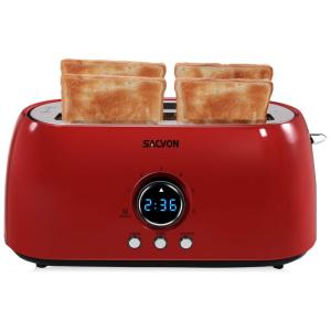 SACVON Torradeira de 4 Fatias com Temporizador Digital, 1300W, 110V, Vermelho