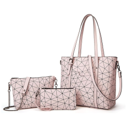 YTL Conjunto de Bolsas Femininas de Ombro em Couro Sintético, 3 Unidades, Rosa