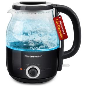 Chaleira Elétrica 1.2L com Desligamento Automático e Controle de Temperatura, 110v, ELITE GOURMET EKT1220GR, Preto