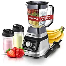 Liquidificador Profissional 2L com Acessórios, Botão de Velocidade e 6 Funções, 1400W, Koblenz LKM9610, Preto e Prata