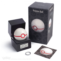 Poké Bola Premier Ball The Wand Company metal eletrônica sensor proximidade luz multicolor base expositora numerada - Réplica Autêntica