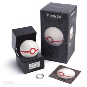 Poké Bola Premier Ball The Wand Company metal eletrônica sensor proximidade luz multicolor base expositora numerada - Réplica Autêntica