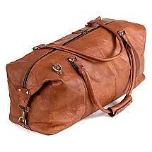 Bolsa de Viagem Masculina Vintage de Couro 45 Litros Conhaque BERLINER BAGS Marrom Clássica