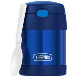 Frasco Térmico para Alimentos 300mL em Aço Inoxidável com Colher Dobrável, THERMOS F3100NY6, Azul