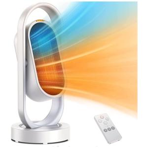 Aquecedor Elétrico Portátil com Controle Remoto e Temporizador, 1500W, 110v, DESERTWEST A388, Branco