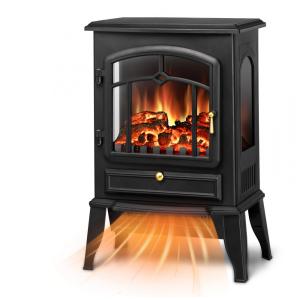 Lareira Elétrica Portátil com Chamas Realista, Design Retrô e Termostato, 110V 1500W, Xbeauty, Preta