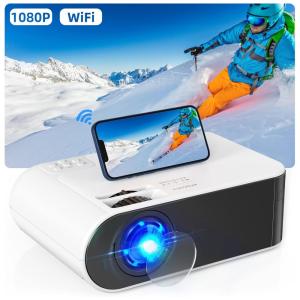 Mini Projetor 1080P HD 7500 Lumens com Bluetooth Compatível com ios, android, tv stick, hdmi, vga, SMANIC, Branco