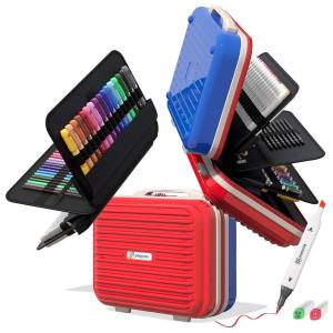 Art Supplies Kit de Pintura Profissional com Maleta de Madeira, 85 Peças, POPYOLA, Marrom