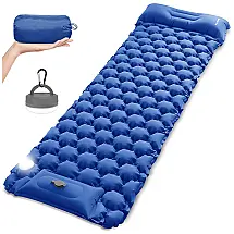 Self Inflating Sleeping Pad for Camping with LED Light Lantern, MOUNTDOG Built in Foot Pump Ultralight Inflatable Waterproof Air Mattress