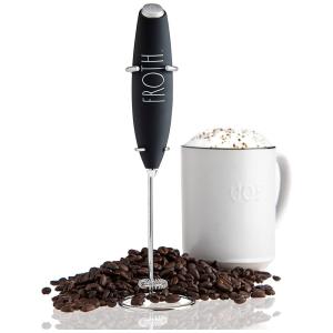 Espumador de Leite Elétrico DELM Movido a Pilhas em Aço Inoxidável, Preto