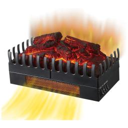 Lareira Elétrica Ecológica 17" 45 cm com Cama de Brasa de Carvão Realista e Brilho Ajustável, 110V 1500W, FULEIWO FLAME, Preta