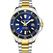 Relógio Masculino Pro Diver Watch Esportivo Coroa de Parafuso 100M Quartzo, STUHRLING 3950A.5, Prateado