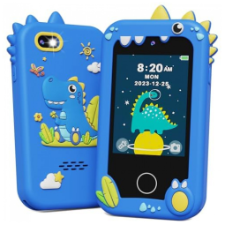 Telefone Brinquedo Infantil KOKODI Dinossauro para Meninos de 3 a 10 Anos, Tela Touchscreen HD, Câmera Dupla, Cartão SD 8GB