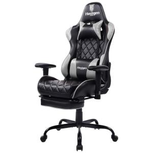 HEALGEN Cadeira de Escritório Gamer Reclinável e Ergonômica com Apoio para Lombar, Cinza