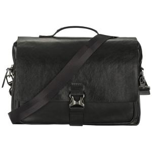 Bolsa Maleta de Couro Unissex para Laptop, VELEZ, Preto
