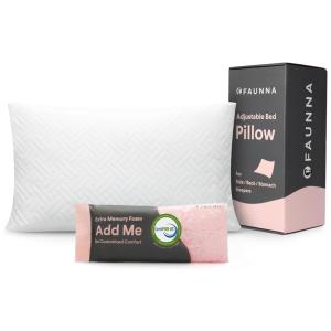 Travesseiro de Espuma de Memória Ajustável, Tamanho Queen com Capa Removível Lavável e Enchimento 100% Algodão Puro, FAUNNA, Branco