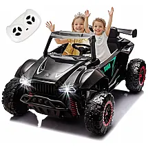 Carro Elétrico Infantil, Jeep com Controle Remoto, 2 Lugares, Suspensão de Mola, Música e Luzes LED, 24V, BCARORUR, Preto