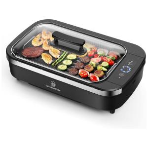 Churrasqueira Elétrica 2 em 1 com Tampa e Temperatura Ajustável, 1500W, 1829 CARL SCHMIDT SOHN AO050, Preto