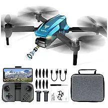 Drone com Câmera 4K para Adultos e Crianças, Motor Sem Escova, Dobrável FPV, 40 Minutos de Bateria, TizzyToy, Azul